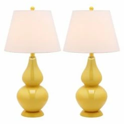 (Set of 2) 26" Cybil Double Gourd Lamp Yellow (Includes CFL Light Bulb) - Safavieh -Desk Lamps sales shop unnamed file 4655