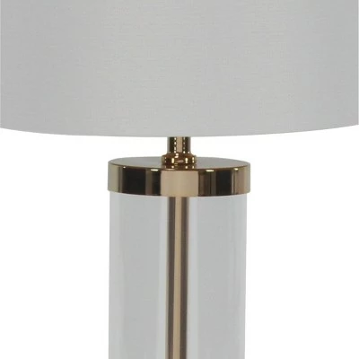14" x 25" Contemporary Large Cylinder Metal and Glass Table Lamp Gold/White - CosmoLiving by Cosmopolitan 4 14" x 25" Contemporary Large Cylinder Metal and Glass Table Lamp Gold/White - CosmoLiving by Cosmopolitan - Image 4