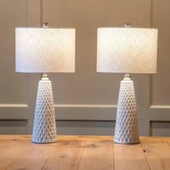 26" Set of Two Jameson Textured Ceramic Table Lamp White - Decor Therapy 15 26" Set of Two Jameson Textured Ceramic Table Lamp White - Decor Therapy -Desk Lamps sales shop unnamed file 468