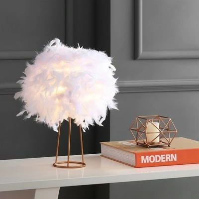 JONATHAN Y 16" Metal Stork Feather Table Lamp (Includes LED Light Bulb) White - JONATHAN Y 1 JONATHAN Y 16" Metal Stork Feather Table Lamp (Includes LED Light Bulb) White - JONATHAN Y
