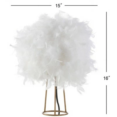 JONATHAN Y 16" Metal Stork Feather Table Lamp (Includes LED Light Bulb) White - JONATHAN Y 3 JONATHAN Y 16" Metal Stork Feather Table Lamp (Includes LED Light Bulb) White - JONATHAN Y - Image 3