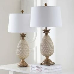 Set of 2 Briar Table Lamp (Includes LED Light Bulb) Antique Cream/Brown - Safavieh