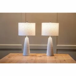 26" Set of Two Jameson Textured Ceramic Table Lamp White - Decor Therapy 17 26" Set of Two Jameson Textured Ceramic Table Lamp White - Decor Therapy -Desk Lamps sales shop unnamed file 470