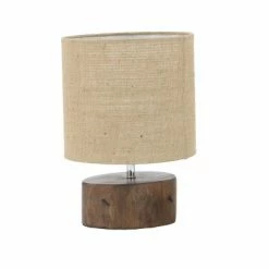 Olivia & May 14" Mahogany Wood Log Table Lamp with Jute Oval Shade Natural - Olivia & May -Desk Lamps sales shop unnamed file 4716