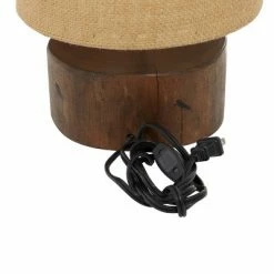 Olivia & May 14" Mahogany Wood Log Table Lamp with Jute Oval Shade Natural - Olivia & May -Desk Lamps sales shop unnamed file 4719