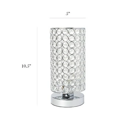 Elipse Crystal Bedside Nightstand Cylindrical Uplight Table Lamp Chrome - Elegant Designs 2 Elipse Crystal Bedside Nightstand Cylindrical Uplight Table Lamp Chrome - Elegant Designs - Image 2