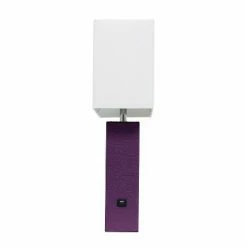 Modern Leather Table Lamp with USB and Fabric Shade Eggplant - Elegant Designs -Desk Lamps sales shop unnamed file 4733