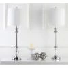 (Set of 2) 31" Erica Crystal Candlestick Lamp Clear (Includes CFL Light Bulb) - Safavieh