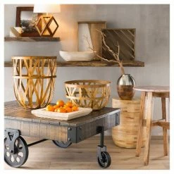 Geometric Wood Figural Accent Lamp Brown - Threshold™