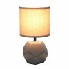 Round Prism Mini Table Lamp with Matching Fabric Shade Gray - Simple Designs