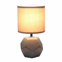 Round Prism Mini Table Lamp with Matching Fabric Shade Gray - Simple Designs