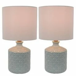 Set of 2 Della Ceramic LED Table Lamps (Includes Energy Efficient Light Bulb) - Decor Therapy White