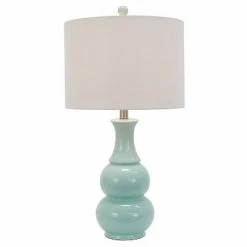 15" Harper Ceramic Table Lamp Light Blue (Includes CFL Light Bulb) - Decor Therapy