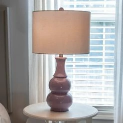 15" x 14" Harper Ceramic Table Lamp Purple (Includes CFL Light Bulb) - Decor Therapy -Desk Lamps sales shop unnamed file 4844