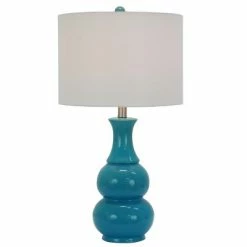 24" Harper Ceramic Desk Lamp Teal - Decor Therapy