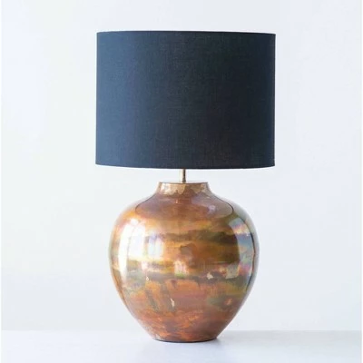 Metal Table Lamp with Fabric Shade Copper/Black - 3R Studios 1 Metal Table Lamp with Fabric Shade Copper/Black - 3R Studios