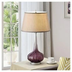 30" Retro Glass Table Lamp with 3-way Switch Purple - Ore International