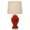 24" Lorren Ceramic Desk Lamp Maroon - Decor Therapy