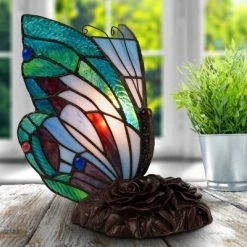 Trademark Global Tiffany Style Butterfly Lamp (Includes LED Light Bulb)