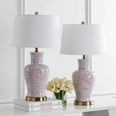 Set of 2 Calli Table Lamps Pink/White (Includes LED Light Bulb) - Safavieh 1 Set of 2 Calli Table Lamps Pink/White (Includes LED Light Bulb) - Safavieh
