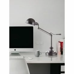 24.5" Traditional Modern Metal Desk/Desk/Study Lamp Silver - Ore International