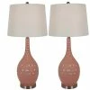 23" (Set of 2) Fletcher Glass Genie Table Lamps Pink (Includes LED Light Bulb) - Decor Therapy