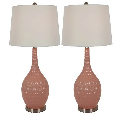 23" (Set of 2) Fletcher Glass Genie Table Lamps Pink (Includes LED Light Bulb) - Decor Therapy 1 23" (Set of 2) Fletcher Glass Genie Table Lamps Pink (Includes LED Light Bulb) - Decor Therapy