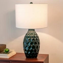 24.5" Ceramic Tamara Faceted Table Lamp Emerald Green - Decor Therapy 15 24.5" Ceramic Tamara Faceted Table Lamp Emerald Green - Decor Therapy -Desk Lamps sales shop unnamed file 4963