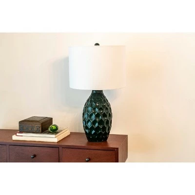 24.5" Ceramic Tamara Faceted Table Lamp Emerald Green - Decor Therapy 8 24.5" Ceramic Tamara Faceted Table Lamp Emerald Green - Decor Therapy - Image 8