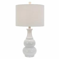 26.5" Harper Ceramic Table Lamp White (Includes CFL Light Bulb) - Decor Therapy