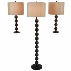 58.5" 3pk Ettie Stacked Ball Table Lamp Bronze - Decor Therapy