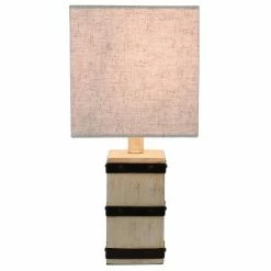 15" Campbell Square Barrel Accent Table Lamp (Includes LED Light Bulb) White - Decor Therapy