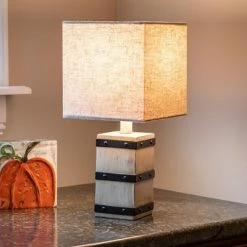 15" Campbell Square Barrel Accent Table Lamp (Includes LED Light Bulb) White - Decor Therapy -Desk Lamps sales shop unnamed file 5000