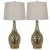 23" (Set of 2) Fletcher Glass Genie Table Lamps Gold (Includes LED Light Bulb) - Decor Therapy