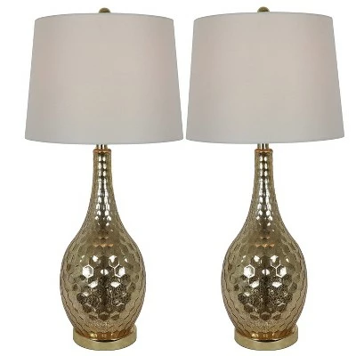 23" (Set of 2) Fletcher Glass Genie Table Lamps Gold (Includes LED Light Bulb) - Decor Therapy 1 23" (Set of 2) Fletcher Glass Genie Table Lamps Gold (Includes LED Light Bulb) - Decor Therapy