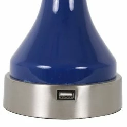 Set of 2 Draper Table Lamp with USB Ports (Includes LED Light Bulb) Blue - Decor Therapy -Desk Lamps sales shop unnamed file 5025