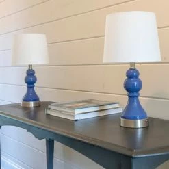 Set of 2 Draper Table Lamp with USB Ports (Includes LED Light Bulb) Blue - Decor Therapy -Desk Lamps sales shop unnamed file 5027