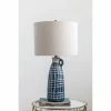 Stoneware Table Lamp with Embossed Grid Pattern - 3R Studios