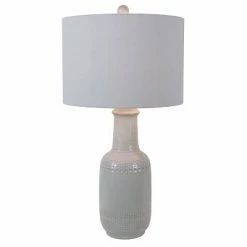 27.5" Patterned Ceramic Table Lamp White Glaze - Decor Therapy