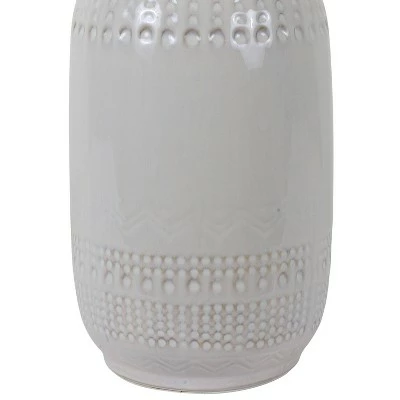 27.5" Patterned Ceramic Table Lamp White Glaze - Decor Therapy 4 27.5" Patterned Ceramic Table Lamp White Glaze - Decor Therapy - Image 4