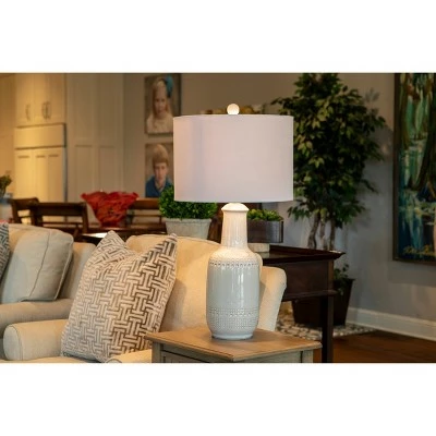 27.5" Patterned Ceramic Table Lamp White Glaze - Decor Therapy 10 27.5" Patterned Ceramic Table Lamp White Glaze - Decor Therapy - Image 10