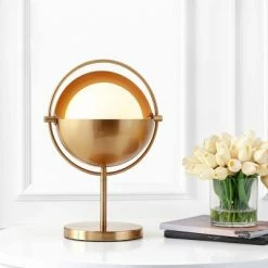 JONATHAN Y 17.5" Iron and Glass Casi Art Deco Mid Century Globe Table Lamp (Includes LED Light Bulb) Brass - Jonathan Y