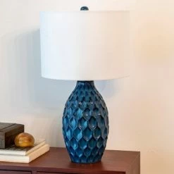 24.5" Tamara Faceted Ceramic Table Lamp - Dark Blue - Decor Therapy -Desk Lamps sales shop unnamed file 506