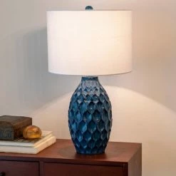 24.5" Tamara Faceted Ceramic Table Lamp - Dark Blue - Decor Therapy -Desk Lamps sales shop unnamed file 507