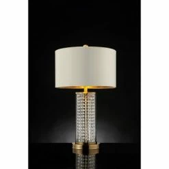 28.75" Traditional Metal Table Lamp with Crystal Accents Gold - Ore International