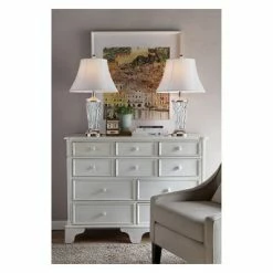 26.5" Traditional Glass Table Lamp Set of 2 (Includes CFL Light Bulb) Silver - Ore International