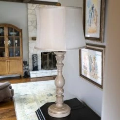 30" x 12" Dora Sculpted Resin Table Lamp Distressed Cream - Decor Therapy -Desk Lamps sales shop unnamed file 5105
