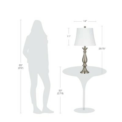 28.75" Table Lamp Silver - Cresswell Lighting 2 28.75" Table Lamp Silver - Cresswell Lighting - Image 2