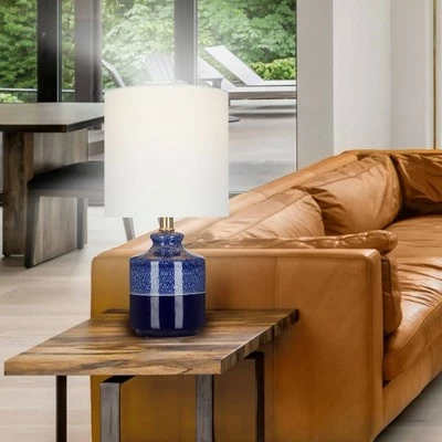 14.75" Ceramic Accent Lamp Blue (Includes LED Light Bulb) - Cresswell Lighting 5 14.75" Ceramic Accent Lamp Blue (Includes LED Light Bulb) - Cresswell Lighting - Image 5