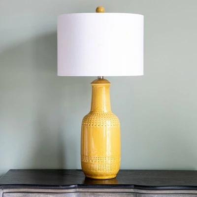 27.5" Patterned Ceramic Table Lamp Camel Glaze - Decor Therapy 6 27.5" Patterned Ceramic Table Lamp Camel Glaze - Decor Therapy - Image 6